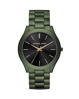 Michael Kors Slim Runway Green Link Bracelet Watch, 45mm