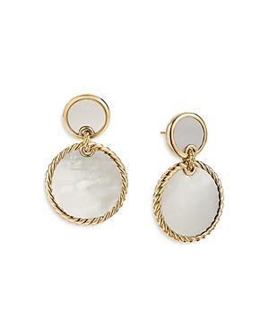 David Yurman 18k Yellow Gold Dy Elements Double Drop Earrings With Mother-of-pearl