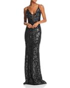 Avery G Sequined Column Gown