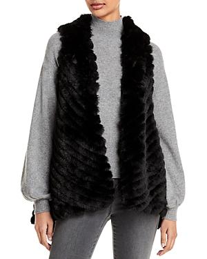 Jocelyn Striped Faux Fur Asymmetric Vest