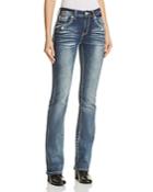 Grace In La Multicolor Feather Embroidered Jeans In Medium Blue - Compare At $79