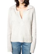 Zadig & Voltaire Berry Cashmere Collared Sweater