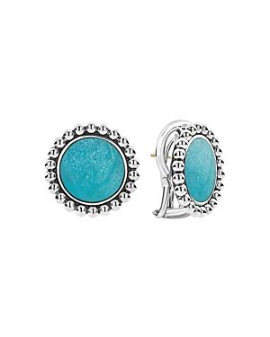 Lagos Sterling Silver Maya Turquoise Circle Stud Earrings