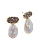 Alexis Bittar Solanales Crystal Drop Earrings With Cultured Baroque Pearl