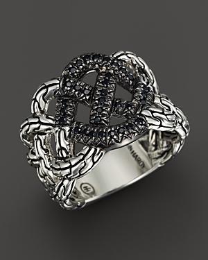 John Hardy Classic Chain Silver Lava Band Woven Braided Ring With Black Sapphire - Bloomingdale's Exclusive