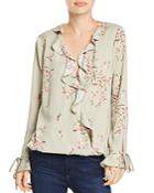 L'academie The Austen Crossover Ruffled Floral-print Top