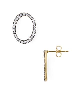 Nadri Pave Open Circle Earrings In 18k Gold & Ruthenium Plated Sterling Silver