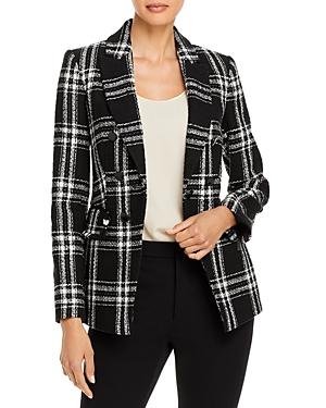 Karl Lagerfeld Paris Windowpane Plaid Tweed Jacket