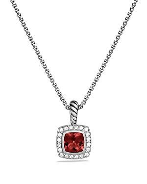 David Yurman Petite Albion Pendant With Pyrope Garnet And Diamonds On Chain