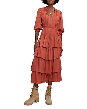 Maje Radjinette Ruffled Midi Dress