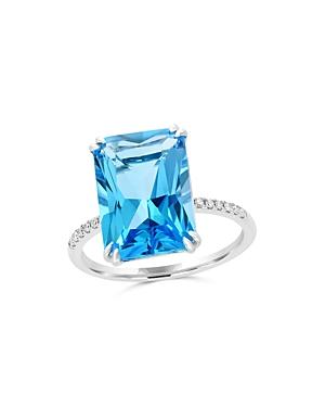 Blue Topaz And Diamond Statement Ring In 14k White Gold - 100% Exclusive