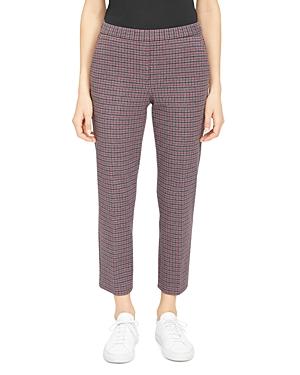 Theory Treeca Houndstooth Plaid Pull-on Pants