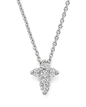 Roberto Coin 18k White Gold Small Cross Pendant Necklace With Diamonds, 16