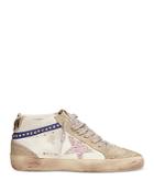 Golden Goose Women's Mid Star Pink Glitter Detail Low Top Sneakers