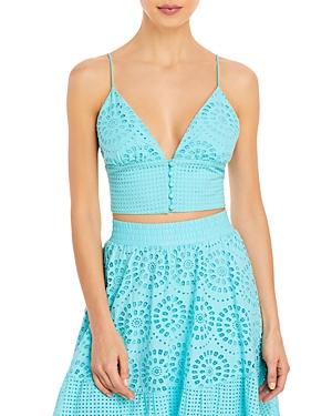 Alice + Olivia Adelaide Eyelet Embroidered Cropped Top