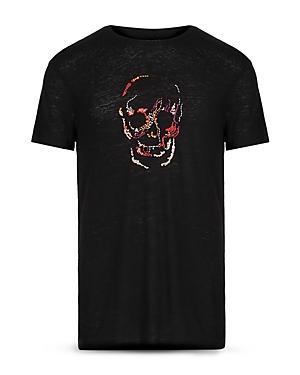 John Varvatos Star Usa Artisanal Embroidered Skull Tee