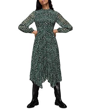 Whistles Petal Animal Print Pleated Dress