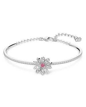 Swarovski Eternal Flower Crystal Flower Bangle Bracelet In Silver Tone