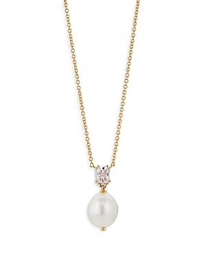 Nadri Tezoro Cubic Zirconia Cluster & Freshwater Baroque Pearl Pendant Necklace In Gold Tone, 18-20