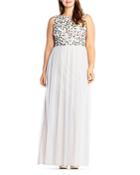 Adrianna Papell Plus Beaded Layered-look Gown