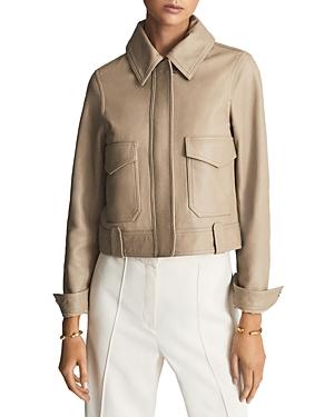 Reiss Katia Leather Trucker Jacket