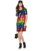 Michael Michael Kors Rainbow Sequined Cotton T-shirt Dress