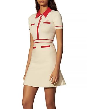 Sandro Irene Knit Contrast Stripe A Line Dress