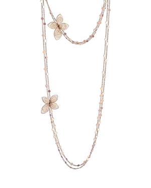 Pasquale Bruni 18k Rose Gold Giardini Segreti White & Champagne Diamond Butterfly Sautoir Necklace