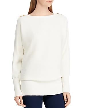 Lauren Ralph Lauren Button Shoulder Ribbed Sweater