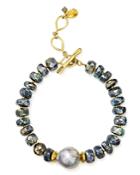 Chan Luu Beaded Stone & Cultured Freshwater Pearl Toggle Bracelet In 18k Gold-plated Sterling Silver & Sterling Silver