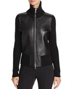 Theory Wilmore Bonded-leather & Knit Zip Jacket