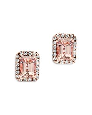 Bloomingdale's Morganite And Diamond Halo Stud Earrings In 14k Rose Gold - 100% Exclusive