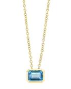 Bloomingdale's Blue Topaz Emerald-cut Pendant Necklace In 14k Yellow Gold, 18 - 100% Exclusive
