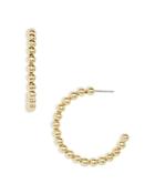 Aqua Medium Ball Open Hoop Earrings In Gold Tone - 100% Exclusive