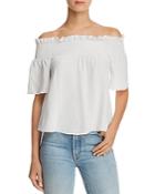 7 For All Mankind Off-the-shoulder Silk Top