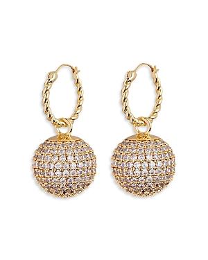 Luv Aj Pave Dome Charm Hoop Earrings