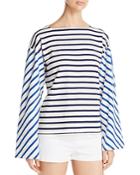 Moncler Nautical Stripe Bell-sleeve Top