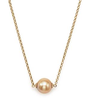 Cultured South Sea & Natural Color Golden Pearl Pendant Necklace In 14k Yellow Gold, 18