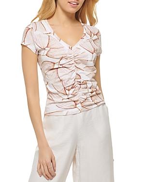 Dkny Ruched Printed Top