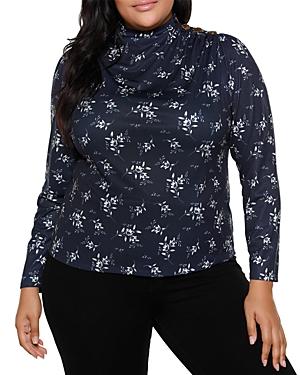 Belldini Plus Floral Mock Neck Top