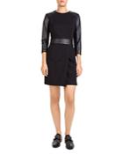 The Kooples Hopla Leather-trimmed Crossover Dress