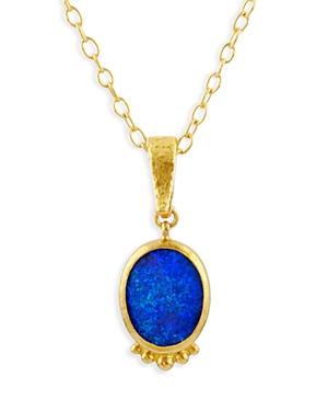 Gurhan 24k/22k Yellow Gold Rune Opal Pendant Necklace, 16-18