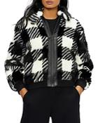 Ted Baker Faux Fur Checkered Jacket