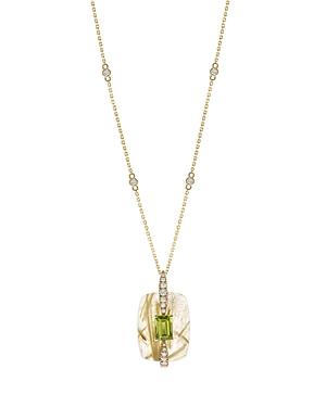 Bloomingdale's Peridot, Rutile Quartz & Diamond Pendant Necklace In 14k Yellow Gold, 18 - 100% Exclusive