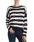 Aqua Chenille Striped Distressed Sweater - 100% Exclusive