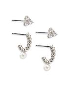 Nadri Swarovski Pearl & Cubic Zirconia Earrings, Set Of 2