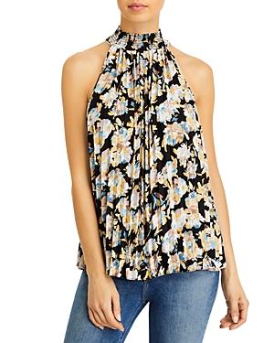 T Tahari Pleated Mock Neck Top