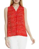 Vince Camuto Abstract Print Pleat Front Top