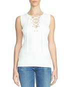 1.state Lace-up Ribbed Top