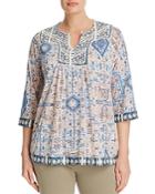 Lucky Brand Plus Tapestry Print Peasant Blouse